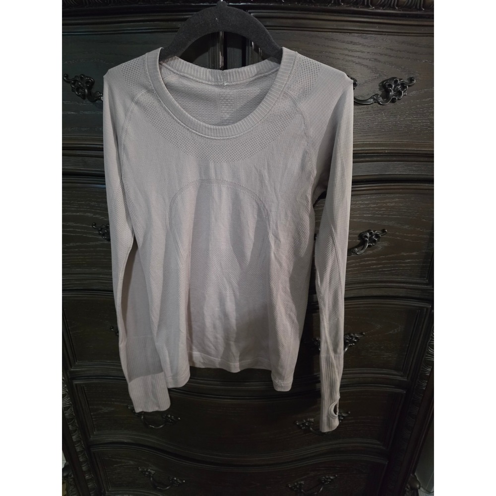 Lululemon Swiftly Tech Long Sleeve Crew Shirt Taupe Lilac Grey Size 2